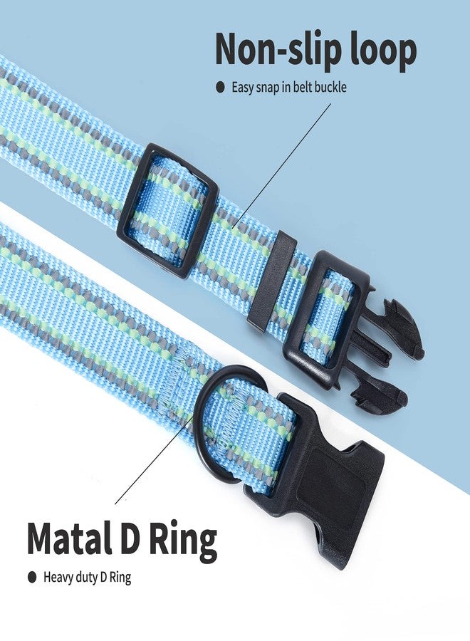 مايل هاي لايف طوق عاكس للكلاب من مايل هاي لايف، طوق أساسي قابل للتعديل وسريع الفتح، طوق ناعم من النايلون للحيوانات الأليفة مع حلقة معدنية على شكل حرف D للكلاب الصغيرة والمتوسطة والكبيرة (أزرق، مقاس L، محيط الرقبة 15-19 بوصة). - Image 4